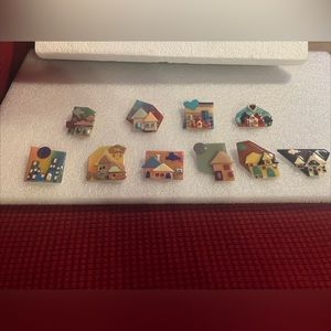 Vintage Lot of 10 Pins signed House Pins Brooch Statement  by Lucinda